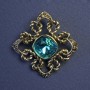 Spilla-ciondolo «Accento» con cristallo turchese e strass 40 mm +