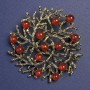 Spilla-pendente «Ramoscelli» con corniola, metallo dorato 60 mm+