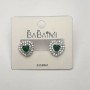 Orecchini con cristallo verde e strass «Cuore», diametro 12 mm