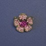 Spilla fiore con strass rosa 20 mm ±, metallo argentato