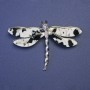 Spilla Farfalla con ali bianche e nere perlacee, 75x50 mm, metallo argentato
