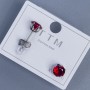 Orecchini a perno Xuping con pietra rossa da 6 mm ± rodio