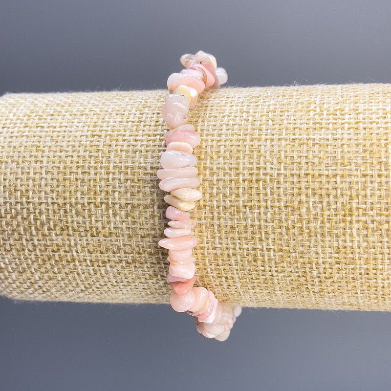 Bracciale in opale rosa granuli, diametro 8×3 mm, lunghezza 18 cm, elastico