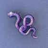 Spilla-pendente «Serpente» smalto viola-blu, metallo argentato, 30x55 mm +