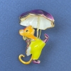 Spilla «Misha» con strass viola, smalto giallo, viola e bianco, metallo dorato 29x40 mm+