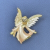 Spilla Angelo con strass bianchi e gialli, colore beige e bianco, metallo dorato 31×43 mm+