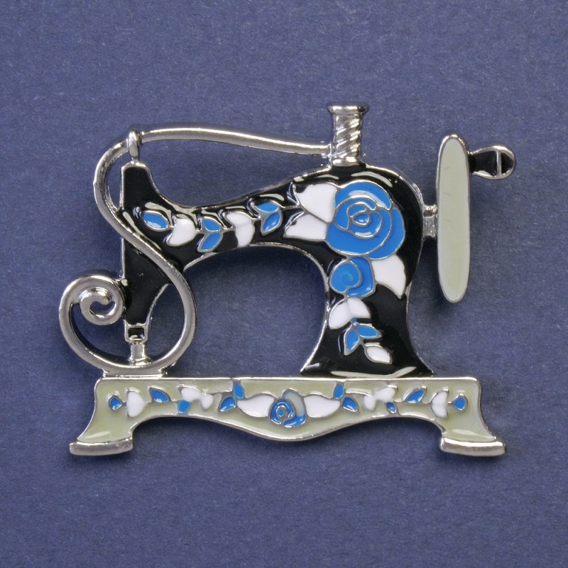 Spilla macchina da cucire smalto colore argento 30×38 mm+