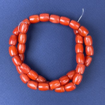 Perle di corallo arancione barile, diametro 10x8 mm +- su filo, lunghezza 39 cm+