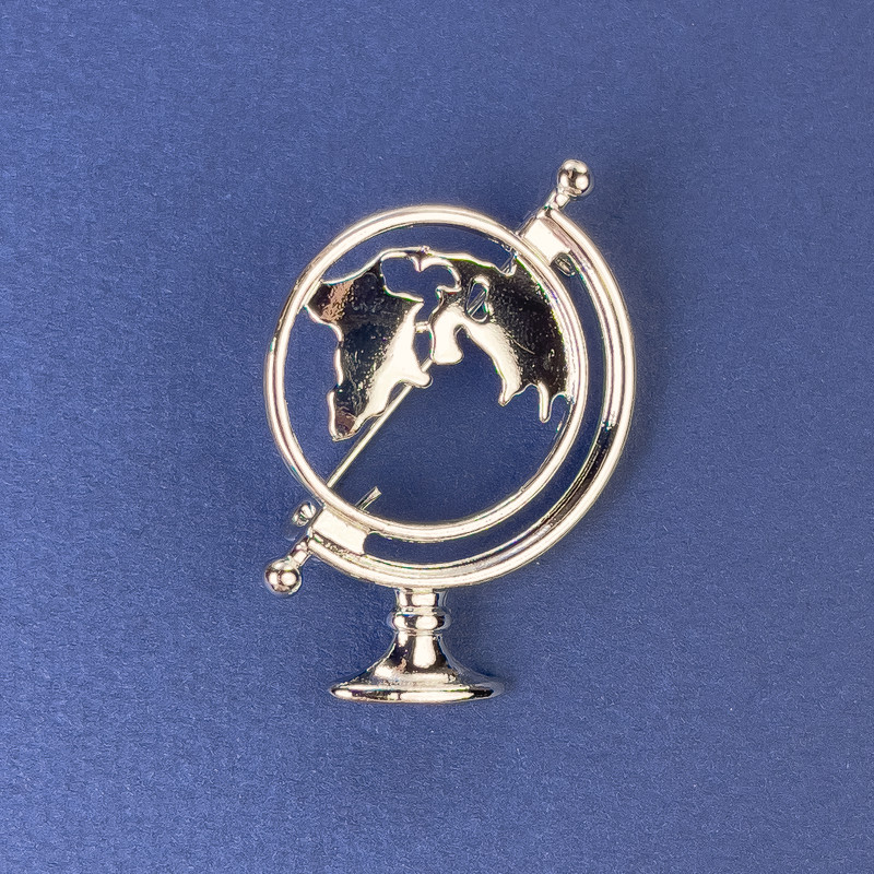Spilla Globo 37×26 mm ± metallo argentato