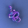 Spilla-pendente Serpente, colore viola-blu, metallo argentato, 37×22 mm+
