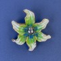 Spilla Fiore, diametro 45 mm ± smalto verde e perla