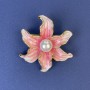 Spilla Fiore, diametro circa 45 mm, smalto rosa e perla