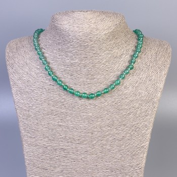 Collana di giada nefrita (perline singole) lisce, diametro 6 mm, lunghezza 45 cm circa, con chiusura