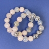 Set di braccialetti in quarzo rosa e agata a vene di drago, palline lisce, diametro 12 mm, lunghezza 18 cm +/- elastico