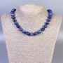 Collana in lapislazzuli con perle lisce, diametro 10 mm ±, lunghezza 45 cm ± con chiusura
