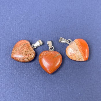 Ciondolo a forma di cuore in jasper rosso naturale 16×16×6×25 mm+
