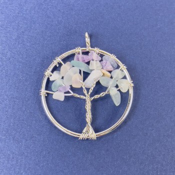 Pendente Albero della vita in fluorite, pietra naturale 31×36 mm+