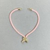 Base tessile per bracciale, diametro parte tessile 5,5 mm ±, colore rosa con inserto in metallo dorato, diametro dell'inserto 8 mm ±, lunghezza 10,5 cm ±