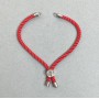 Base per bracciale in tessuto, diametro 5,5 mm ±, colore rosso, con inserto metallico, diametro 8 mm ±, metallo argentato, lunghezza 10,5 cm