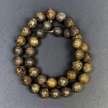 Perle di Bronzite in pietra naturale, sfere lisce, diametro 10,5 mm +/-, foro di 1,5 mm +/-, lunghezza 38 cm+