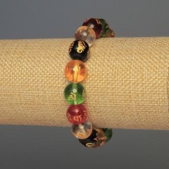 Bracciale con perle di vetro lisce, diametro di circa 12 mm, lunghezza 18 cm +/- elastico
