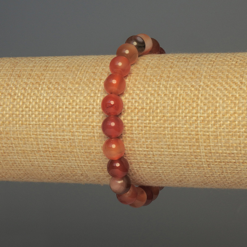 Bracciale in agata sfere lisce, diametro 8 mm, lunghezza 18 cm, elastico