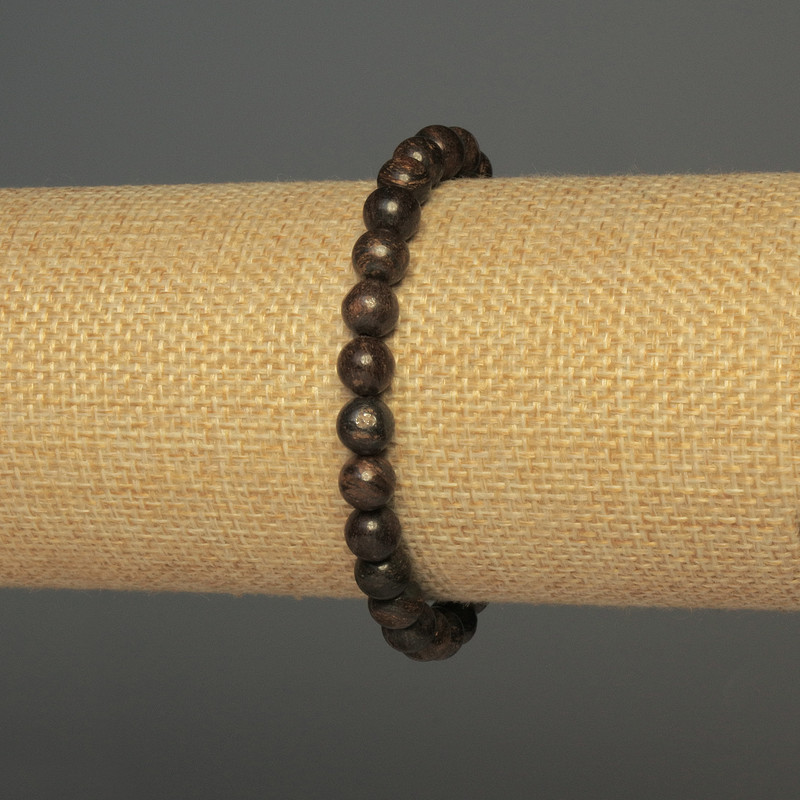 Bracciale Bronzite sfere lisce, diametro 6 mm ±, lunghezza 18 cm ±, elastico