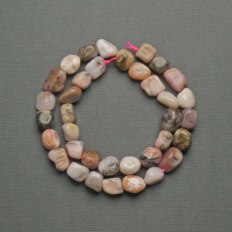 Perline di opale rosa, levigate, diametro 11×10 mm ± su filo, lunghezza 40 cm+