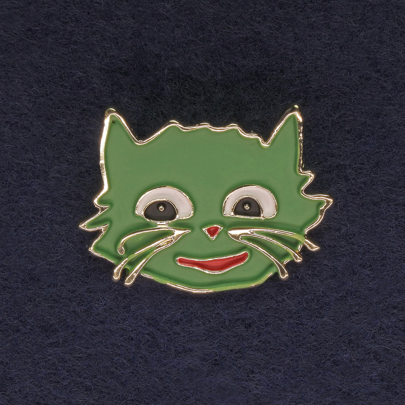 Spilla Gatto verde dorato metallo 27×22mm+