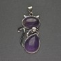 Pendente «Gatto» con ametista 25×51 mm ± metallo argentato