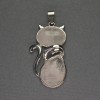 Pendente «Gatto» in cristallo di roccia 25×51 mm ± metallo argentato