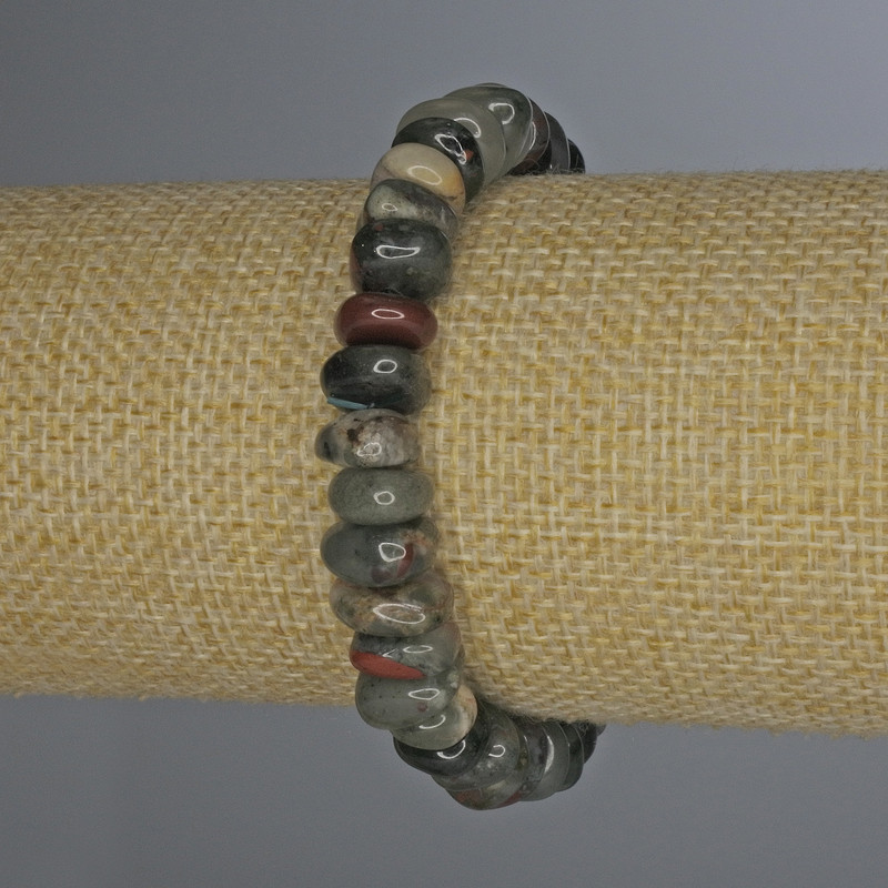 Bracciale in diaspro levigato, diametro 10×5 mm, lunghezza 18 mm, elastico