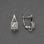 Ganci per orecchini con strass bianchi, metallo argentato 17×7 mm - paio