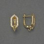 Ganci per orecchini con strass bianchi e metallo dorato 17×8 mm - paio