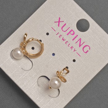 Orecchini Xuping con perla di Maiorca, diametro 6 mm ±, lunghezza 14 mm ±, doratura in oro 18K