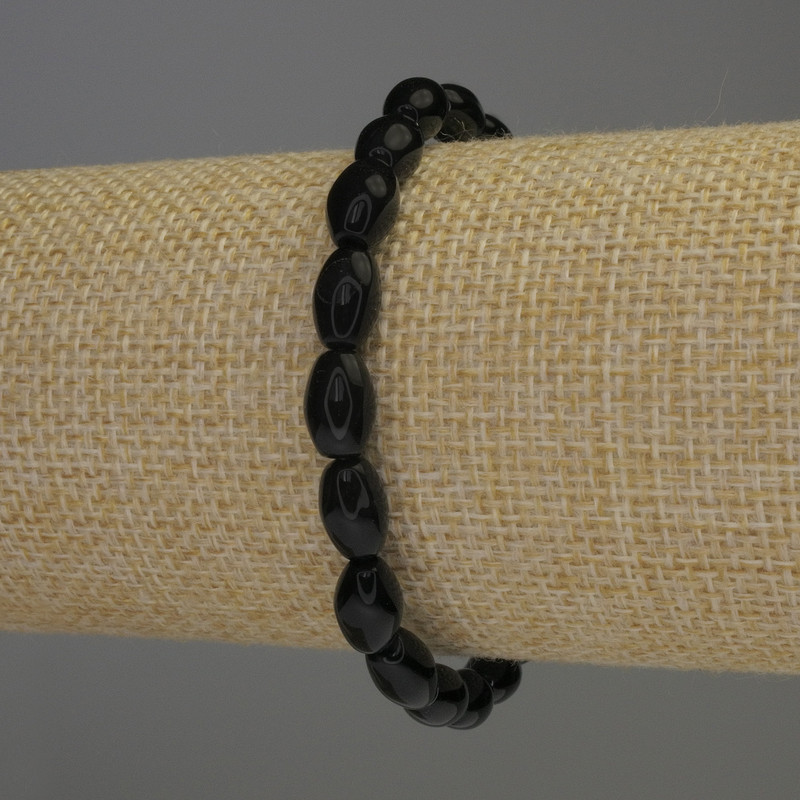 Bracciale in agata, forma chicco, diametro 10x6 mm ±, lunghezza 18 cm, base elastica
