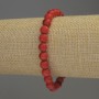 Bracciale in corallo con sfere lisce, diametro 7 mm (+/-), lunghezza 18 cm, elastico
