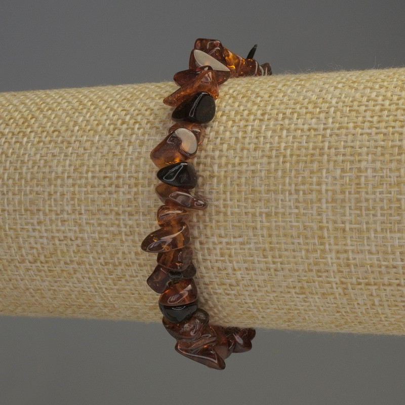 Braccialetto Ambra a granuli 7x4-5 mm, lunghezza 18 cm, elastico