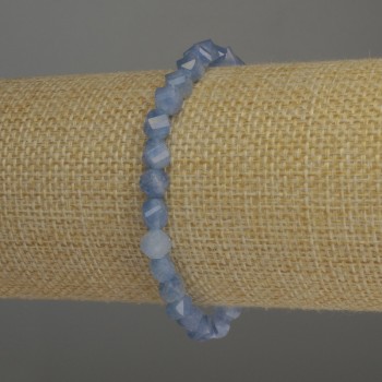 Bracciale in acquamarina facettata a rombo 6x5 mm +-, lunghezza 18 cm, elastico