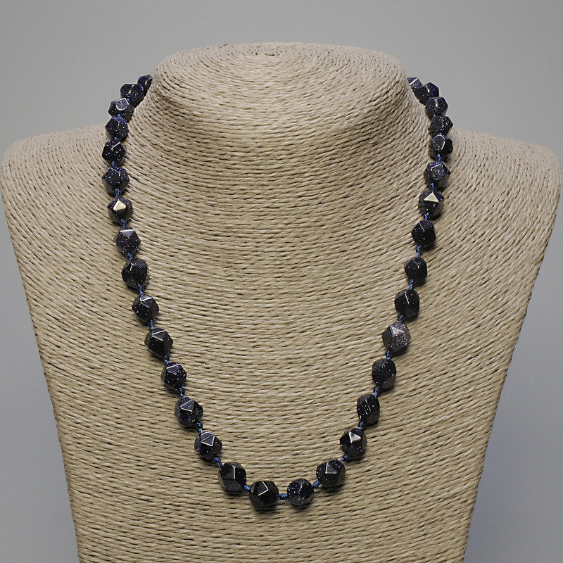 Collana in avventurina «Notte del Cairo» multiforme, diametro 9×8 mm +-, lunghezza 50 cm +