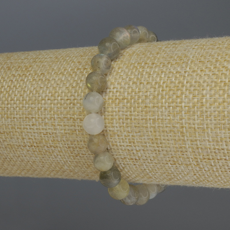 Bracciale Labradorite, perle lisce, diametro di 7 mm (±), lunghezza 18 cm elastico