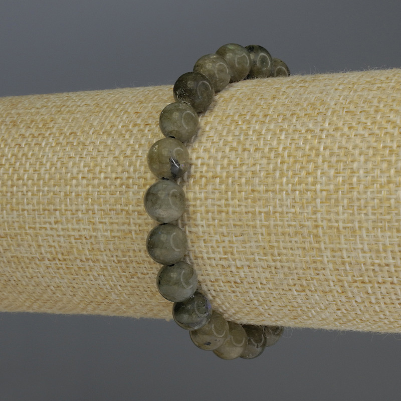 Bracciale in labradorite, palline lisce, diametro 8 mm ±, lunghezza 18 cm elastico