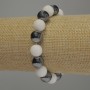 Bracciale in agata e ematite, pallina liscia, diametro 10 mm ±, lunghezza 18 cm, elastico