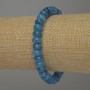 Bracciale in acquamarina a rondelle, diametro 8x5 mm, lunghezza 18 cm, elastico