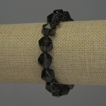 Bracciale in quarzo affumicato multifaccettato, diametro circa 12×10 mm, lunghezza 18 cm, elastico