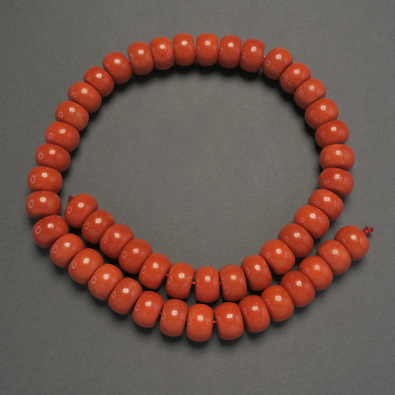 Perline di corallo artificiale a rondelle lisce, diametro 12x8 mm, lunghezza 40 cm ± su filo