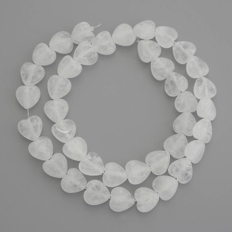 Perline cristallo di rocca a forma di cuore, diametro 10×10 mm ±, lunghezza 38 cm ± su filo