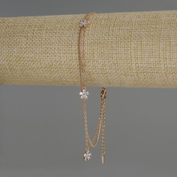Braccialetto doppio alla caviglia Xuping dorato 18K, lunghezza 23–28 cm