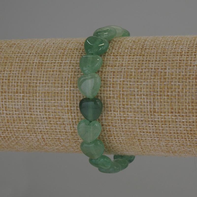 Bracciale in giada a forma di cuore, diametro 10×10 mm, lunghezza 18 cm, elastico