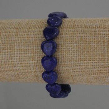 Bracciale in lapislazzuli a forma di cuore, diametro 12×12 mm ±, lunghezza 18 cm, elastico
